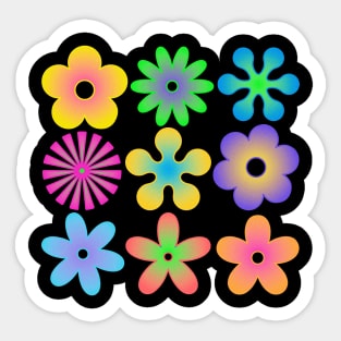 Retro gradient flowers Sticker